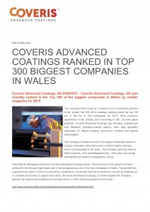 The page of Coveris advanced coatings ranked at Matthews, NC
