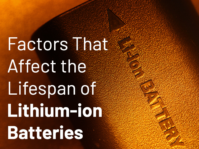 Transcontinental Advanced Coatings factors that affect the lifespan of lithium-ion battery graphic with a black li-ion battery background